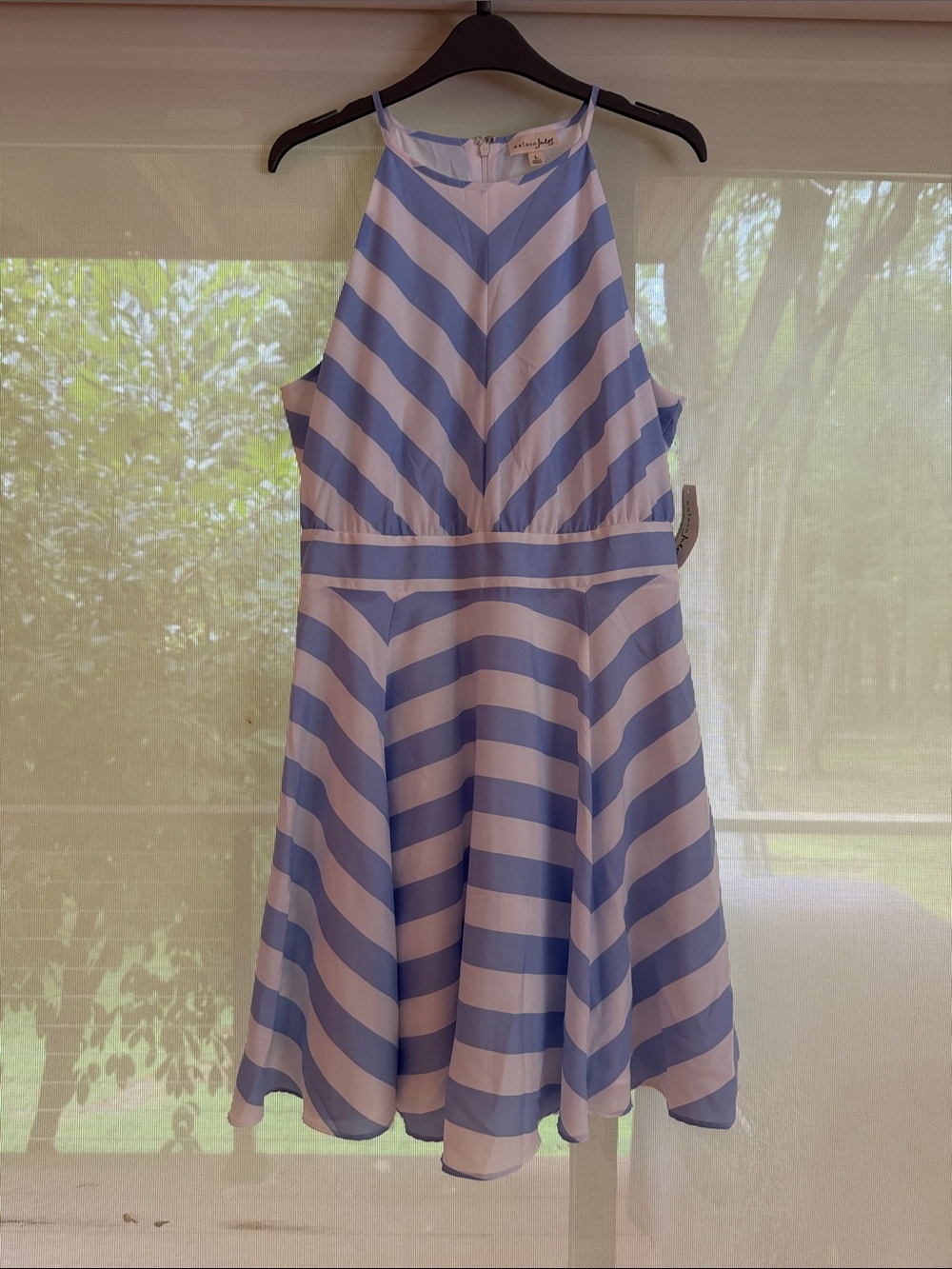 Madison Jules women’s ' Blue and White Striped Fit-and-Flare Dress